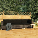 vidaXL 3-delige Loungeset met kussens poly rattan zwart