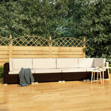 vidaXL 3-delige Loungeset met kussens poly rattan zwart