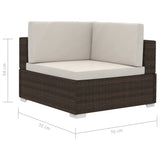 vidaXL 3-delige Loungeset met kussens poly rattan zwart