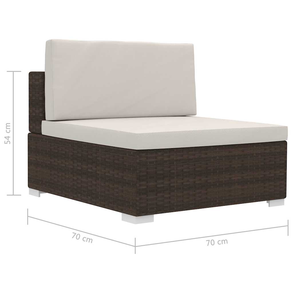 vidaXL 3-delige Loungeset met kussens poly rattan zwart