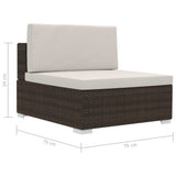 vidaXL 3-delige Loungeset met kussens poly rattan zwart