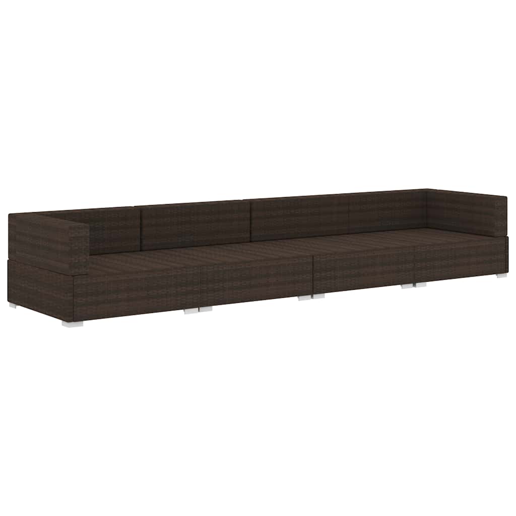 vidaXL 3-delige Loungeset met kussens poly rattan zwart