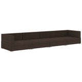 vidaXL 3-delige Loungeset met kussens poly rattan zwart