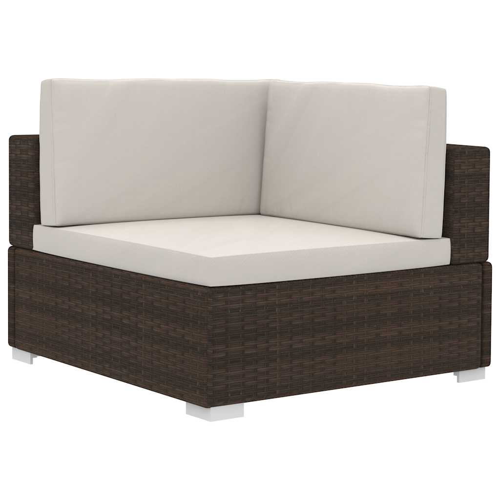 vidaXL 3-delige Loungeset met kussens poly rattan zwart