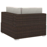 vidaXL 3-delige Loungeset met kussens poly rattan zwart