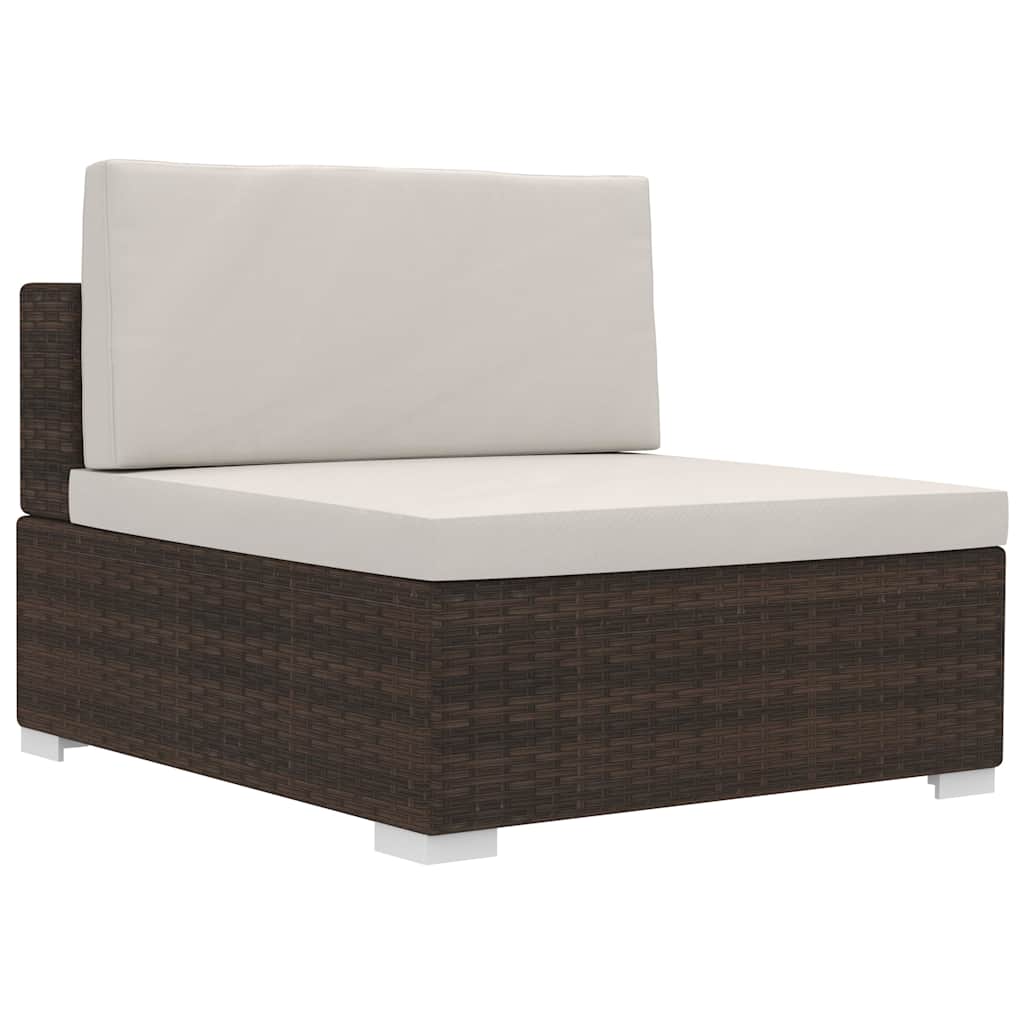vidaXL 3-delige Loungeset met kussens poly rattan zwart