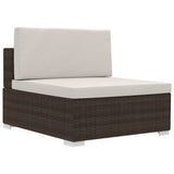 vidaXL 3-delige Loungeset met kussens poly rattan zwart