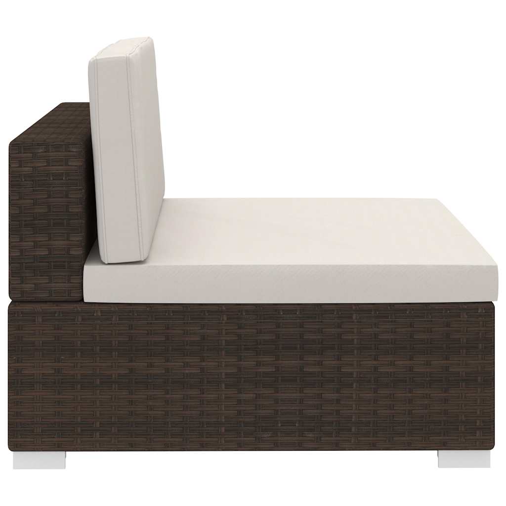 vidaXL 3-delige Loungeset met kussens poly rattan zwart