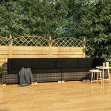 vidaXL 3-delige Loungeset met kussens poly rattan zwart
