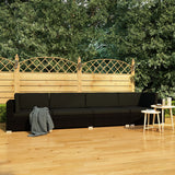 vidaXL 3-delige Loungeset met kussens poly rattan zwart