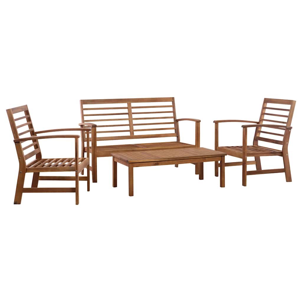 vidaXL 4-delige Loungeset met kussens massief acaciahout