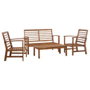 vidaXL 4-delige Loungeset met kussens massief acaciahout