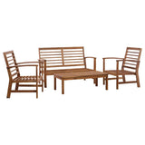 vidaXL 4-delige Loungeset met kussens massief acaciahout