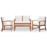 vidaXL 4-delige Loungeset met kussens massief acaciahout