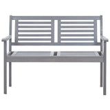 vidaXL 2-Seater Garden Bench 120 cm Solid Eucalyptus Wood Grey