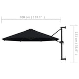 vidaXL Wandparasol met metalen paal 300 cm zandkleurig