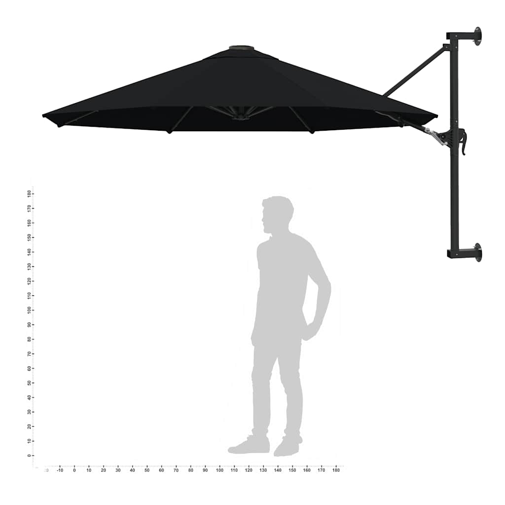 vidaXL Wandparasol met metalen paal 300 cm zandkleurig
