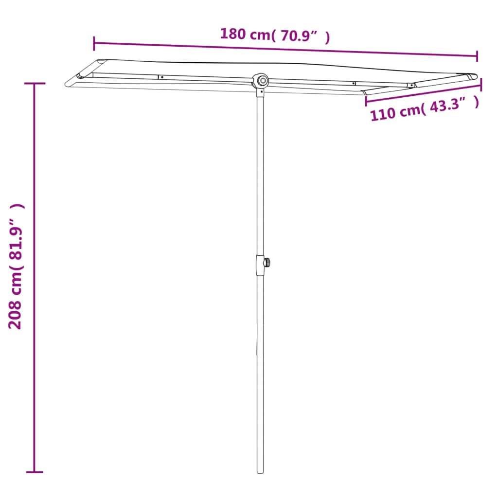 vidaXL Parasol met aluminium paal 180x110 cm groen