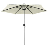 vidaXL Parasol met LED-verlichting en aluminium paal 270 cm zandwit