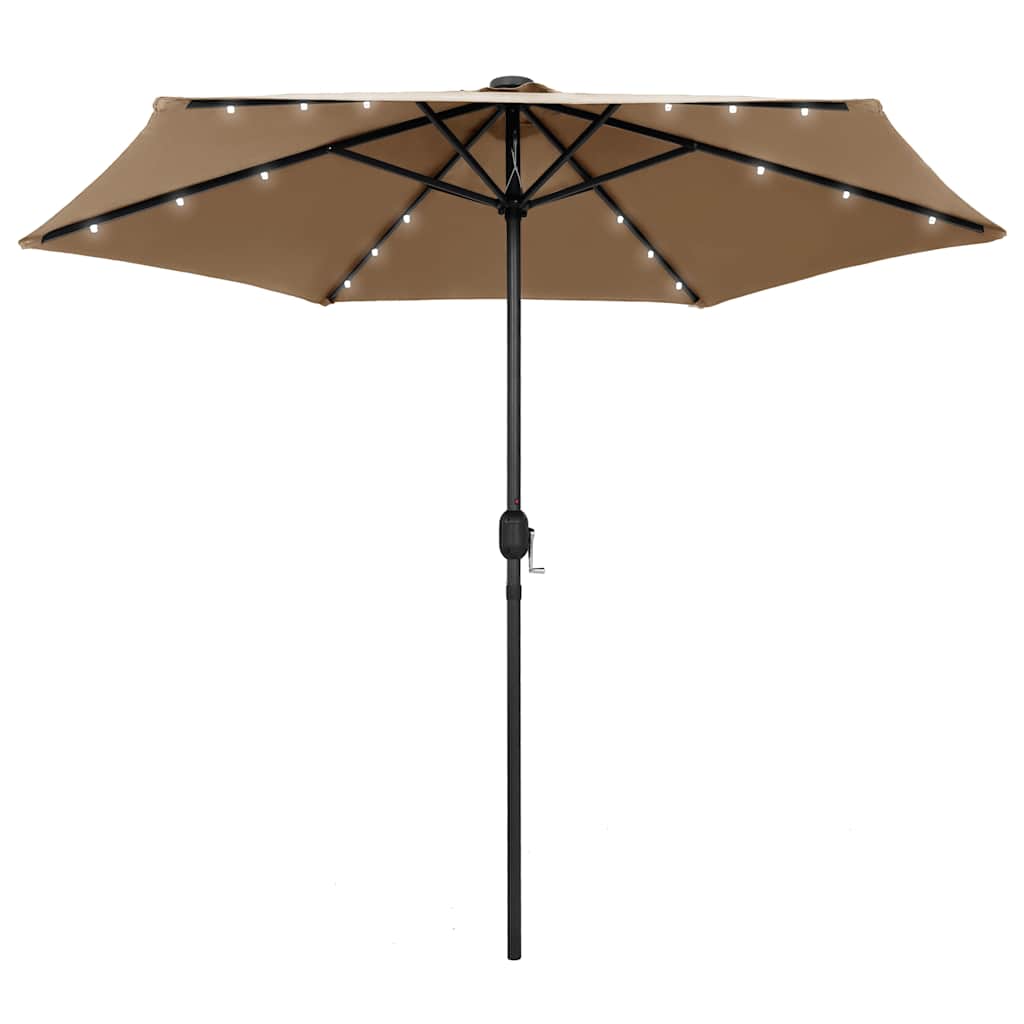 vidaXL Parasol met LED-verlichting en aluminium paal 270 cm zandwit