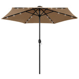 vidaXL Parasol met LED-verlichting en aluminium paal 270 cm zandwit