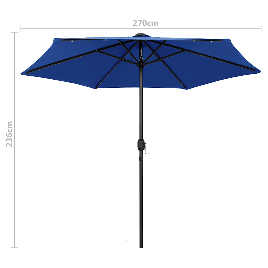 vidaXL Parasol met LED-verlichting en aluminium paal 270 cm zandwit