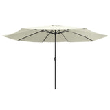 vidaXL Parasol with Metal Pole 390 cm Sand White