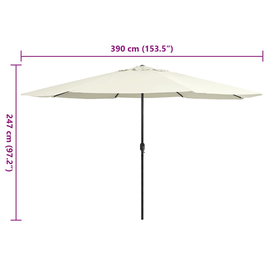 vidaXL Parasol with Metal Pole 390 cm Sand White