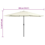 vidaXL Parasol with Metal Pole 390 cm Sand White