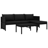 vidaXL 3-delige Loungeset met kussens poly rattan bruin