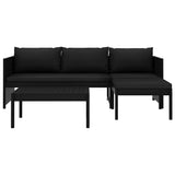 vidaXL 3-delige Loungeset met kussens poly rattan bruin