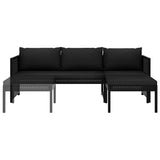 vidaXL 3-delige Loungeset met kussens poly rattan bruin