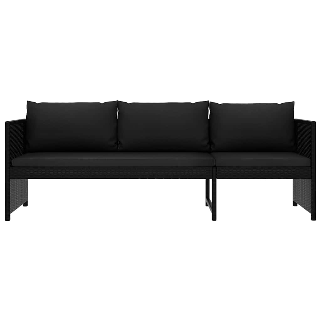 vidaXL 3-delige Loungeset met kussens poly rattan bruin