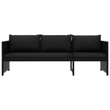 vidaXL 3-delige Loungeset met kussens poly rattan bruin