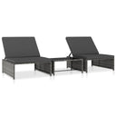 vidaXL Tuinstoelen 2 st verstelbaar met tafel poly rattan bruin