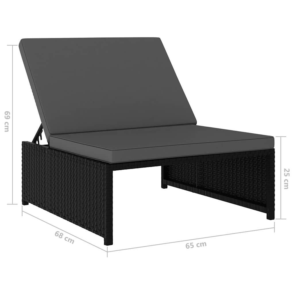 vidaXL Tuinstoelen 2 st verstelbaar met tafel poly rattan bruin