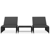 vidaXL Tuinstoelen 2 st verstelbaar met tafel poly rattan bruin