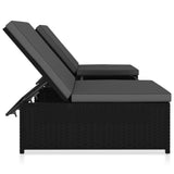 vidaXL Tuinstoelen 2 st verstelbaar met tafel poly rattan bruin