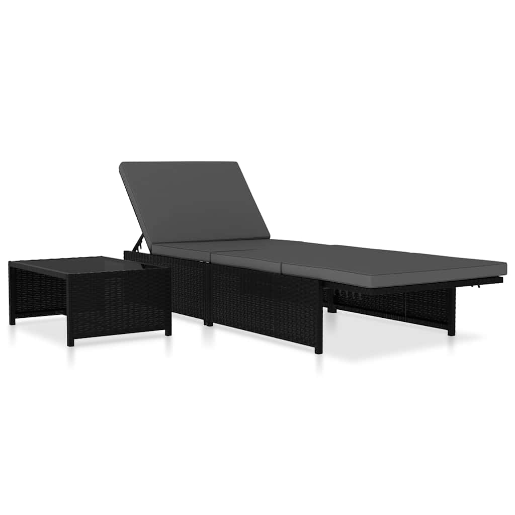 vidaXL Tuinstoelen 2 st verstelbaar met tafel poly rattan bruin