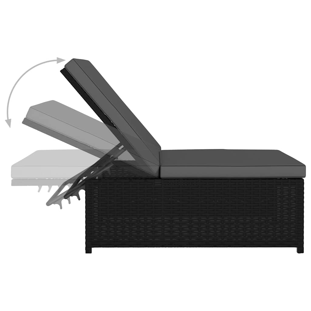 vidaXL Tuinstoelen 2 st verstelbaar met tafel poly rattan bruin