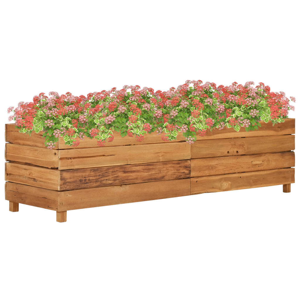 vidaXL Plantenbak verhoogd 50x40x38 cm gerecycled teakhout en staal