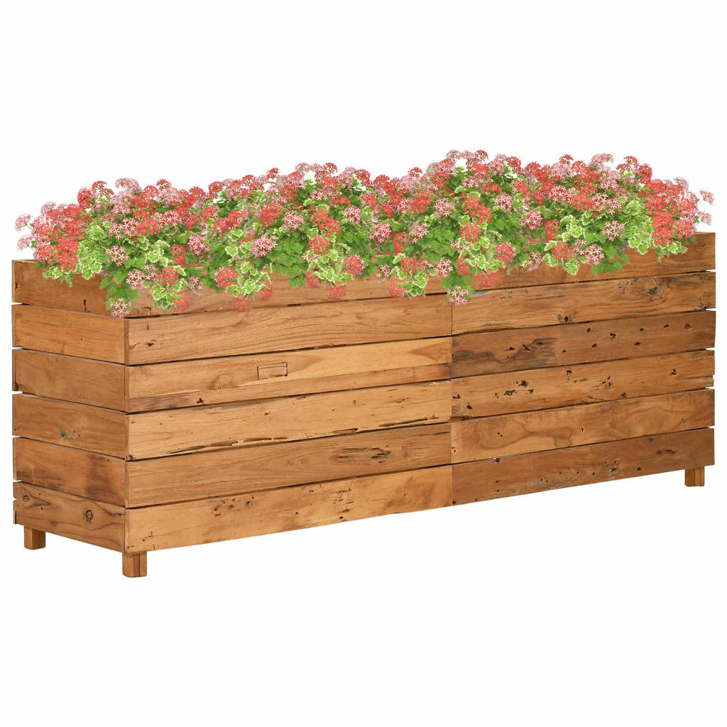vidaXL Plantenbak verhoogd 50x40x38 cm gerecycled teakhout en staal