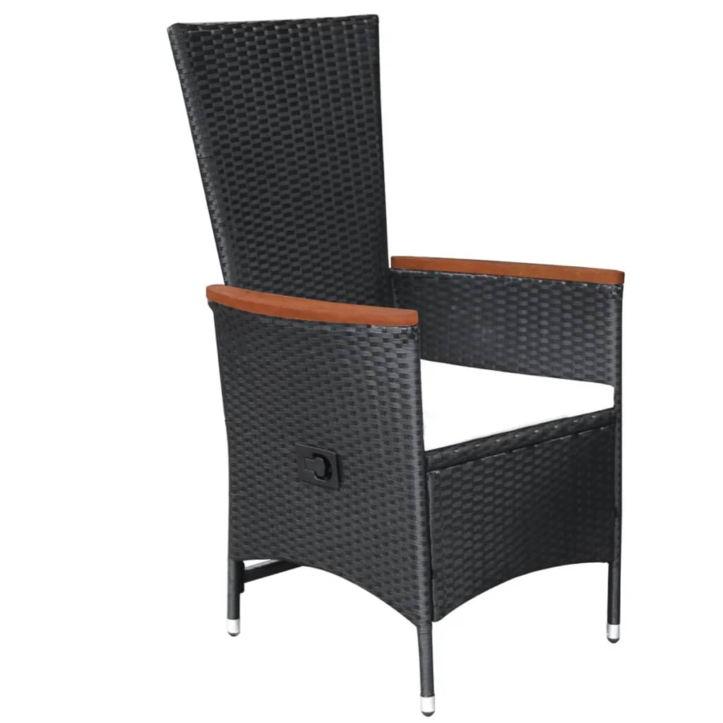 vidaXL 9-delige Tuinset met kussens poly rattan zwart
