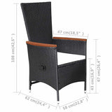 vidaXL 9-delige Tuinset met kussens poly rattan zwart