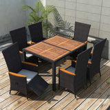 vidaXL 7-delige Tuinset met kussens poly rattan grijs