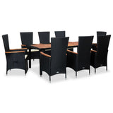 vidaXL 7-delige Tuinset met kussens poly rattan grijs