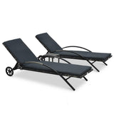 vidaXL Ligbedden met tafel poly rattan bruin