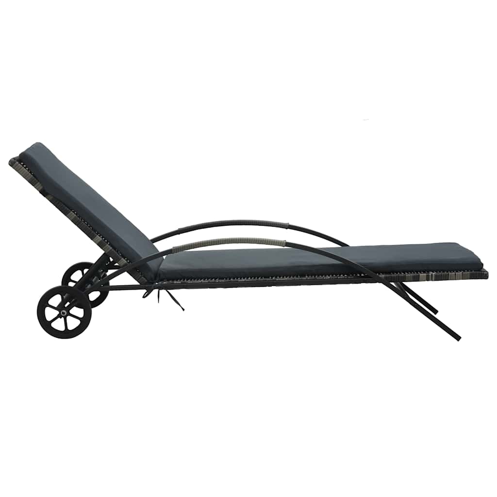 vidaXL Ligbedden met tafel poly rattan bruin