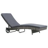 vidaXL Sun Loungers 2 pcs with Wheels and Cushions Poly Rattan Black
