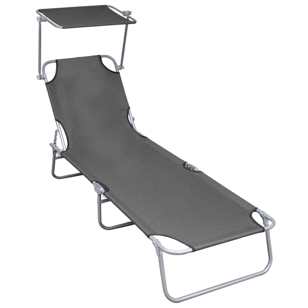 vidaXL Ligbed inklapbaar met luifel aluminium groen